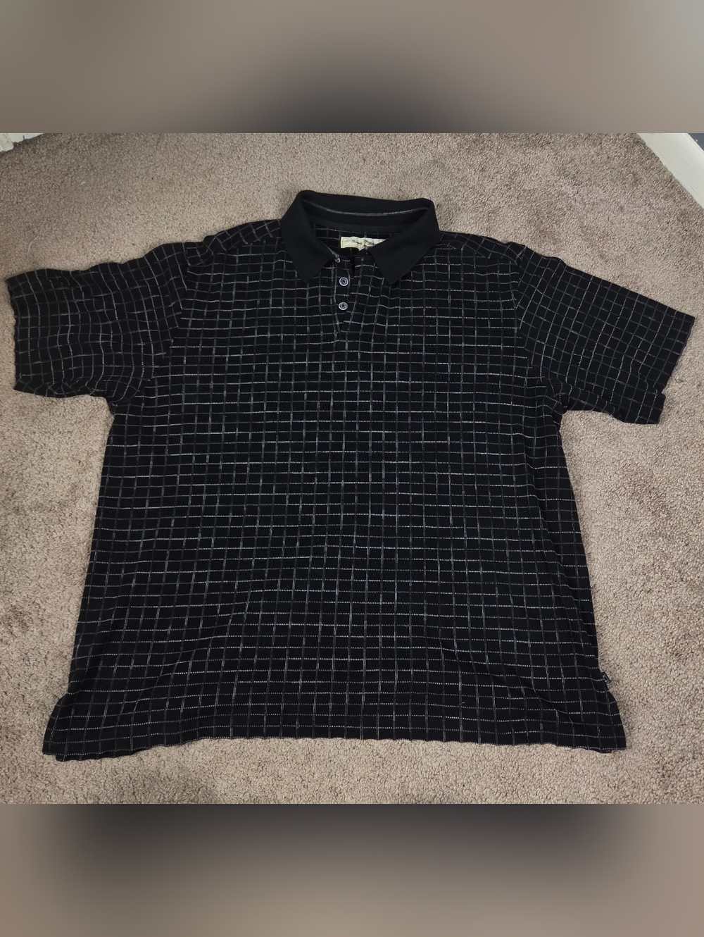 Tommy Bahama Black Polo with White Grid
